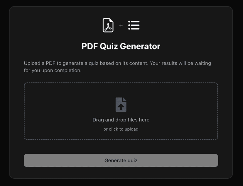 AI Quiz Generator project screenshot
